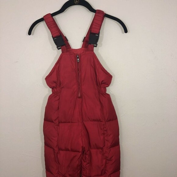 Kids Youth Red Soft-shell Puffer Down Filled Overall Ski Snow Overalls - Picture 3 of 10